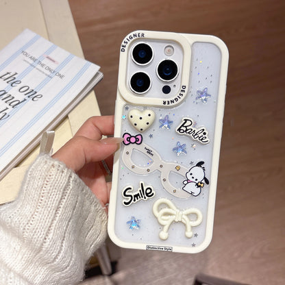 Luxury Cute White Bow Pudding Dog Phone Case For iPhone