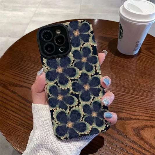Green Black Flower Phone Case