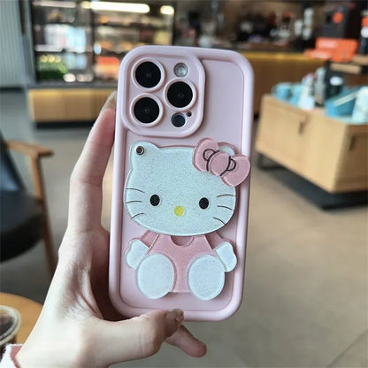 Hello Kitty Kawaii Makeup Mirror Phone Case For iPhone