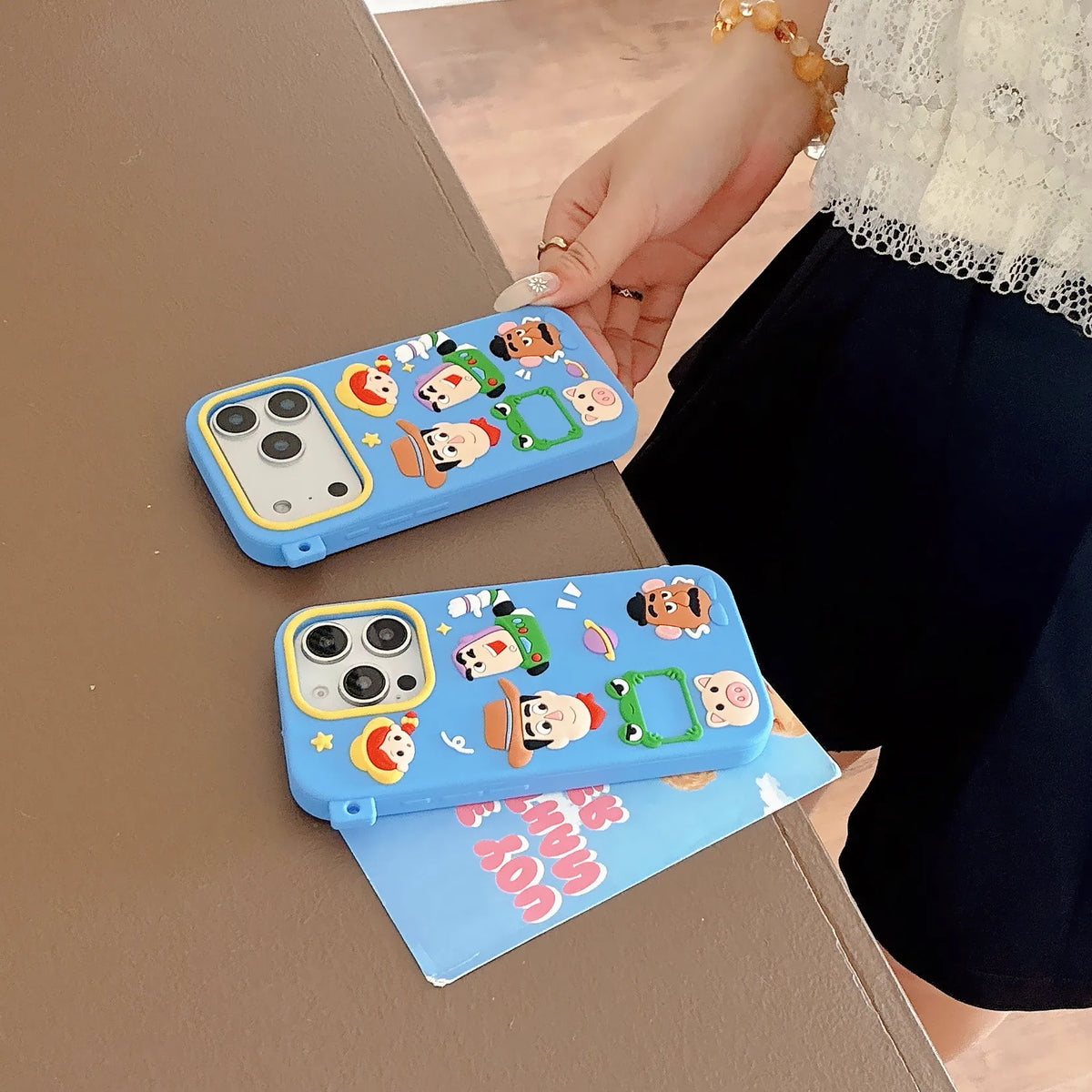 3D Cartoon Big Eyed Frog Toy Family Phone Case For iPhone
