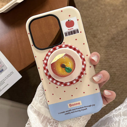 Cute Polka Dots 3D Luminous Crystal Apple Lattice Bracket Magnetic Phone Case For iPhone