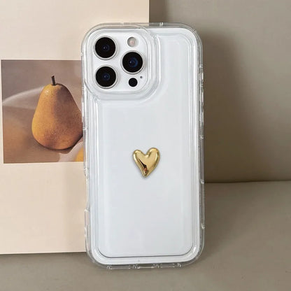 Luxury 3D Gold Love Heart Phone Case For iPhone