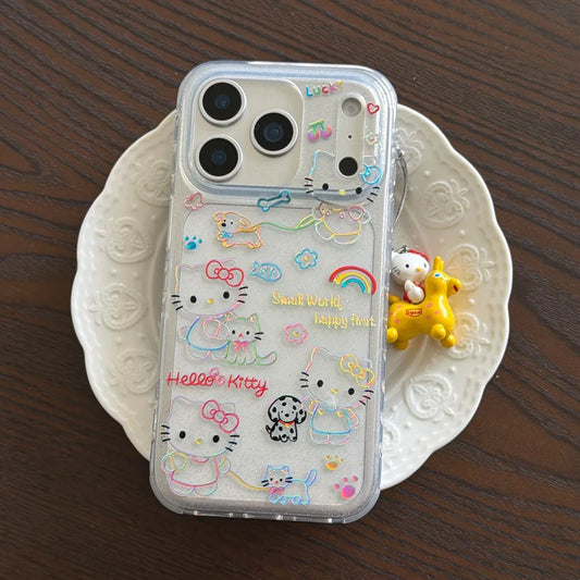 Korea Dopamine Gilded Lines Hello Kitty Case For iPhone