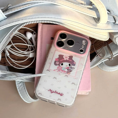 Pink Double Layer Floral Hug Bear Meiledi Phone Case For iPhone