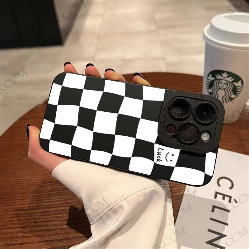 White Grid Phone Case For iPhone