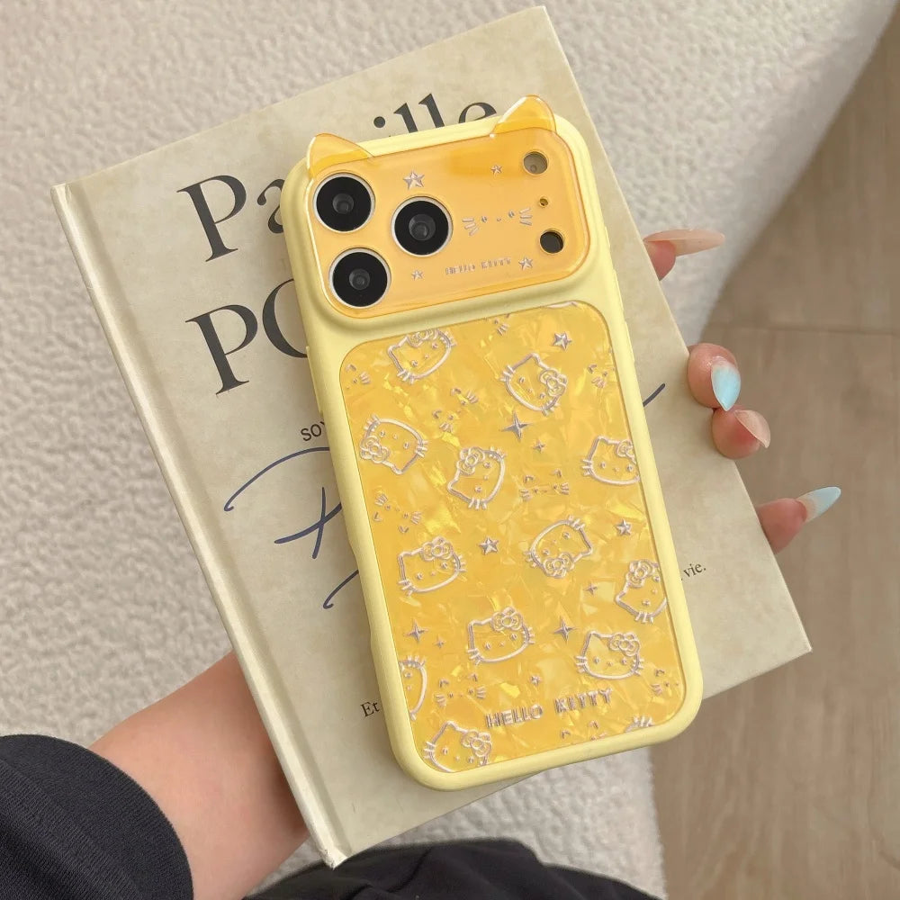 Korean Lemon Yellow Full Screen Cute Cartoon Sanrio KT Shockproof Phone Case For iPhone