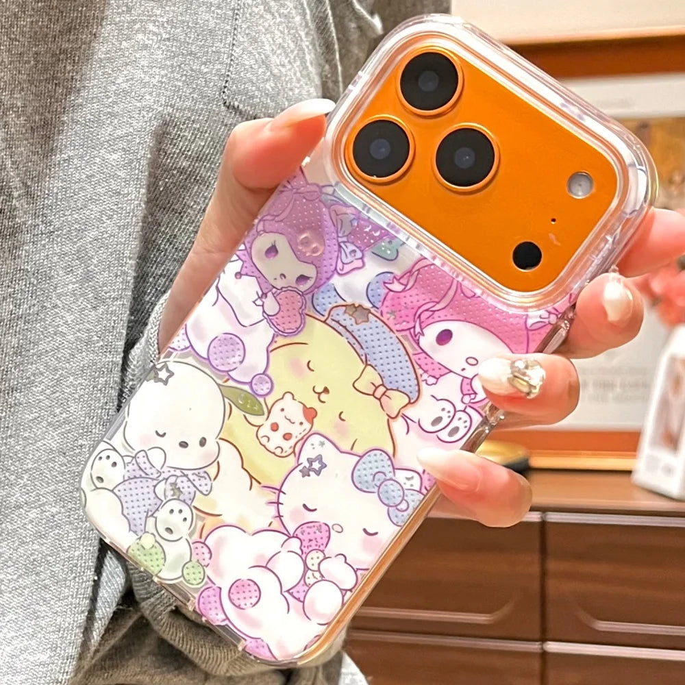 Round Edged Gilded Sanlio Family Phone Case For iPhone