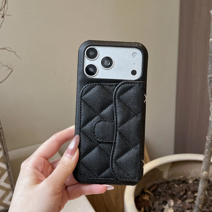 Simplified High-End Leather Texture Card Holder Phone Case For iPhone