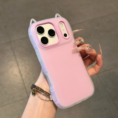 Cute Cartoon Cat Ear 2in 1 Case For iPhone
