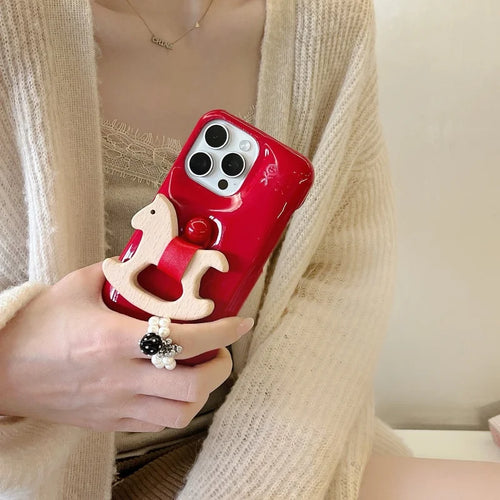 Luxury Urbans Buffer Horse Ring Leather PU Hard Phone For iPhone