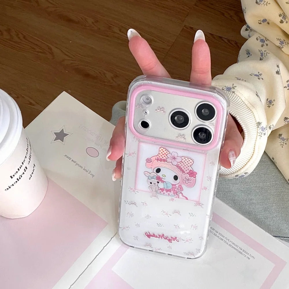 Pink Double Layer Floral Hug Bear Meiledi Phone Case For iPhone