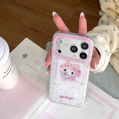Pink Double Layer Floral Hug Bear Meiledi Phone Case For iPhone