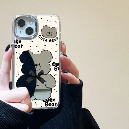 Cute Bear Makeup Mirror Phone Case