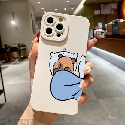 Cute Cartoon Capybara Couple Phone Case For iPhone