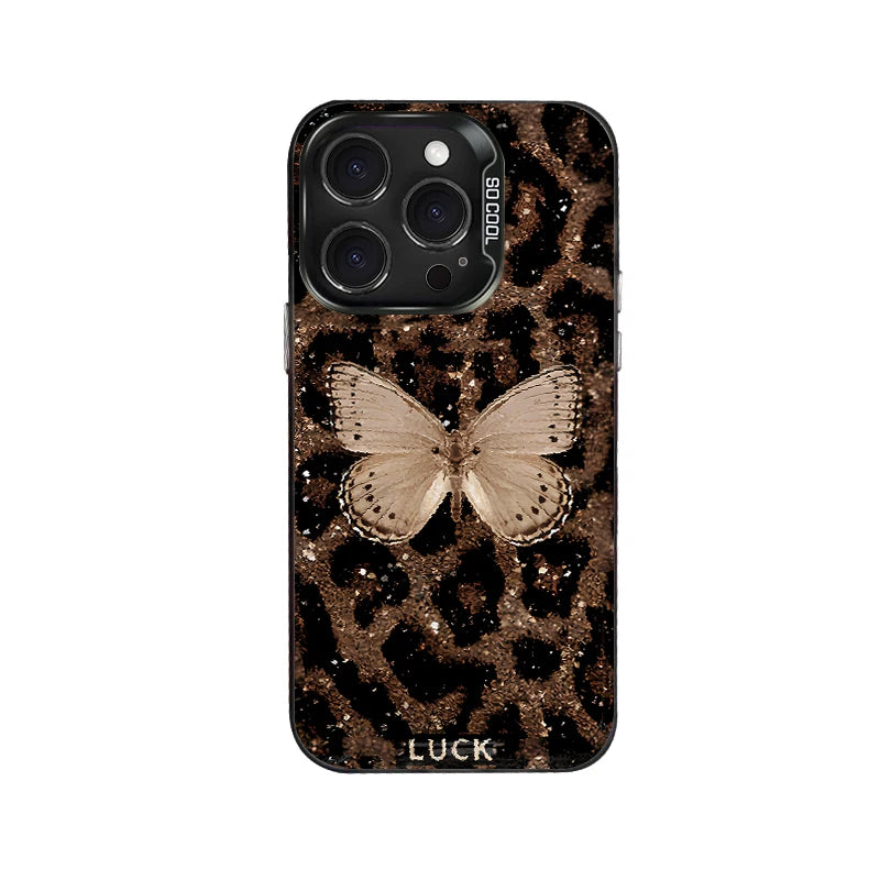 Leopard Butterfly Pattern Phone Case For iPhone