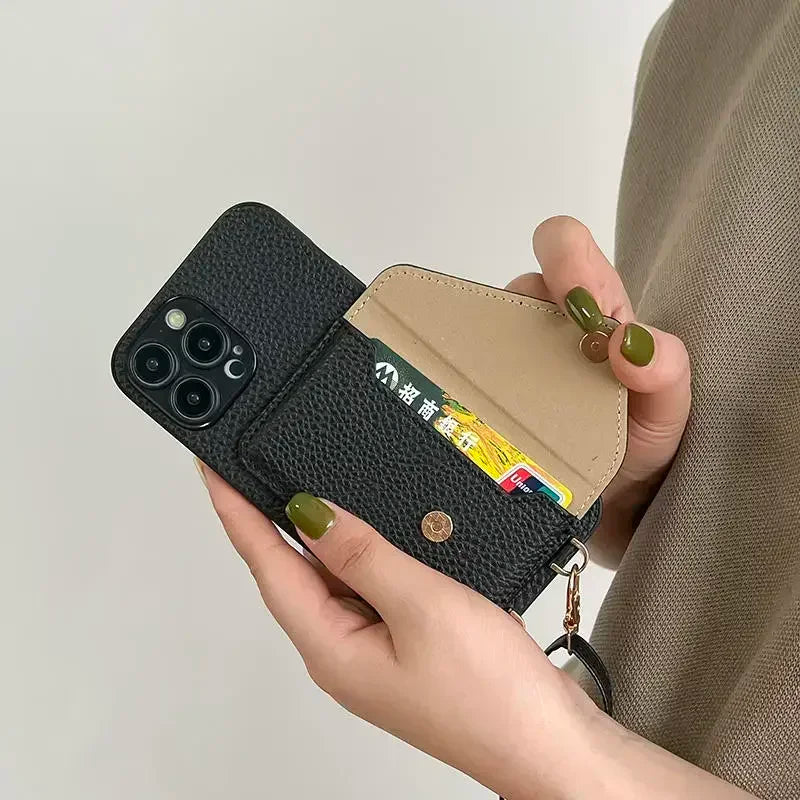 Crossbody Strap Lanyard Leather Phone Case For iPhone