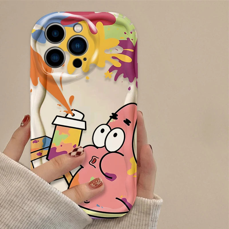 Liquid Silicone Shockproof Covers Funda S-SpongeBobs Wave Case For iPhone