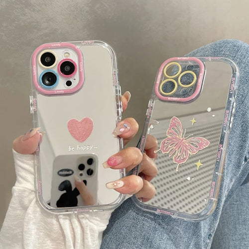 Lovely Love Butterfly Makeup Mirror Phone Case
