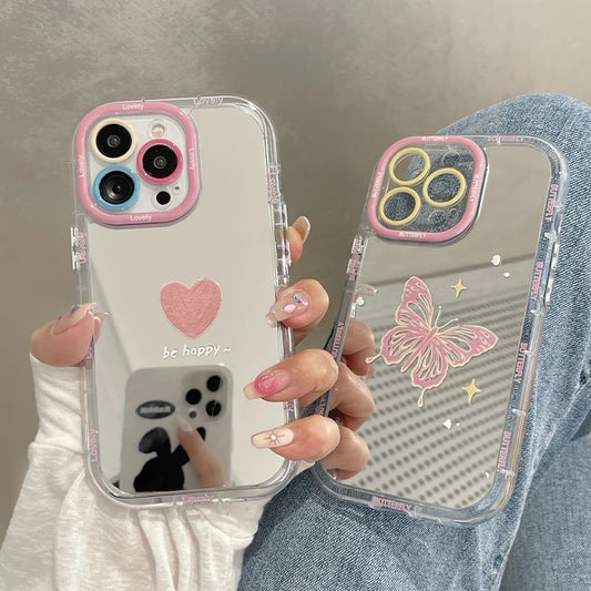 Lovely Love Butterfly Makeup Mirror Phone Case