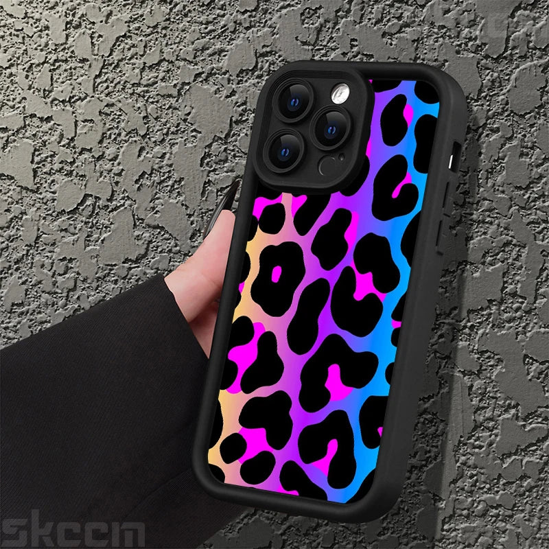 Colorful Leopard Pattern Silicone Soft Phone Case For iPhone