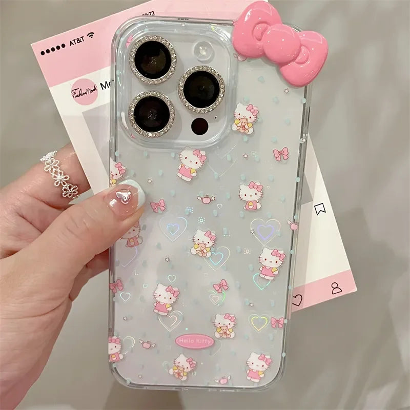 Hello Kitty Pink Bow 3D Kawaii Phone Case For iPhone