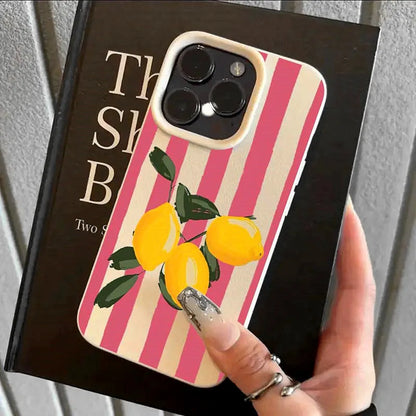 Lemon Pink Stripe Design Phone Case For iPhone