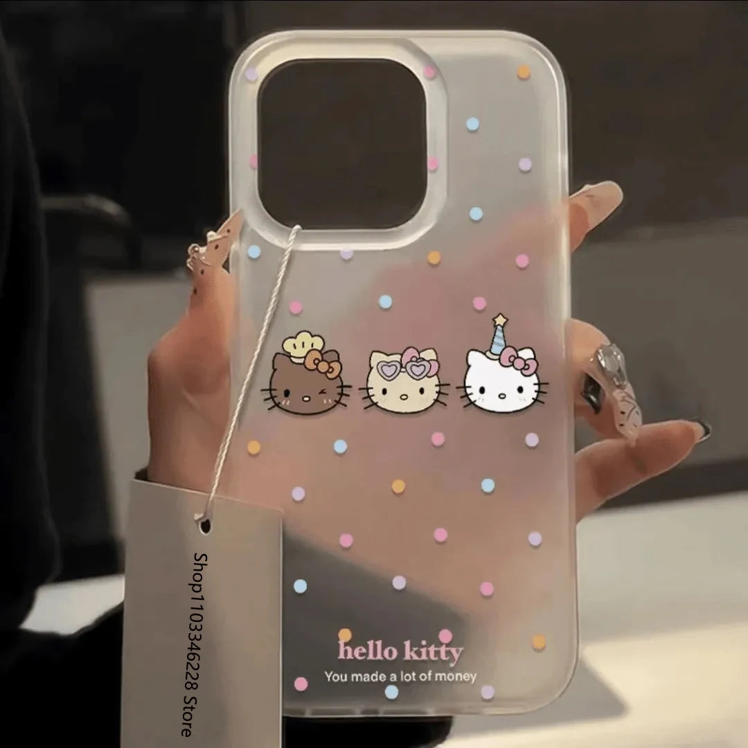 Hello Kitty Colorful Wave Point Phone Case For iPhone