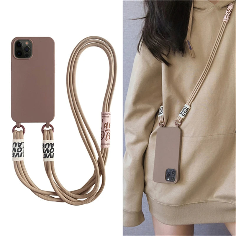 Cord Strap Lanyard Siliocne Phone Case For iPhone