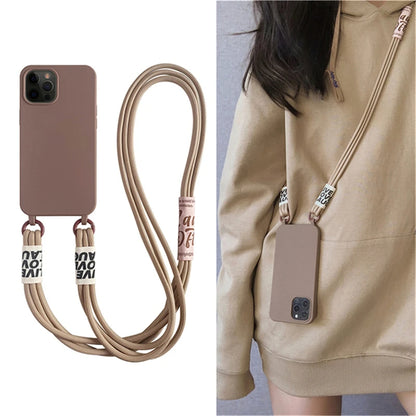 Cord Strap Lanyard Siliocne Phone Case For iPhone