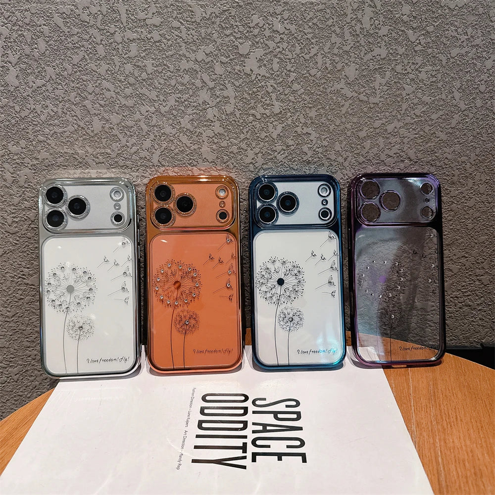 Plating Gradient Glitter Dandelion Case For iPhone