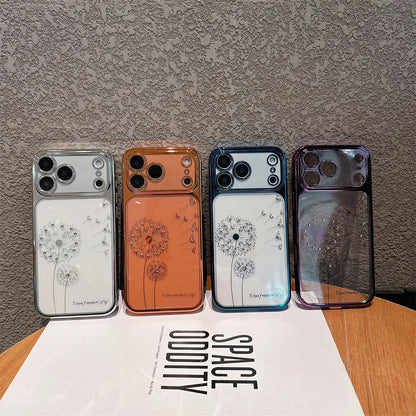 Plating Gradient Glitter Dandelion Case For iPhone