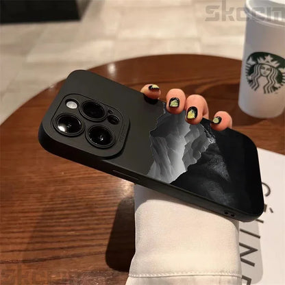 Black Mountain Peak Pattern Phone Case For iPhone