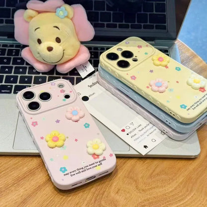 Cute 3D Colorful Flowers Dopamine Phone Case For iPhone