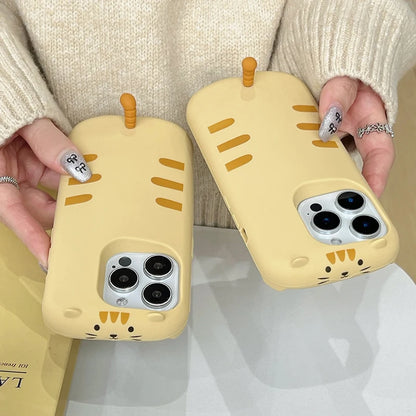 Sweet Cute Cat Tail Yellow Silicone Phone Case