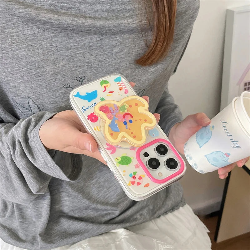 Cute Starfish Shaking Support Stand Magnetic Phone Case