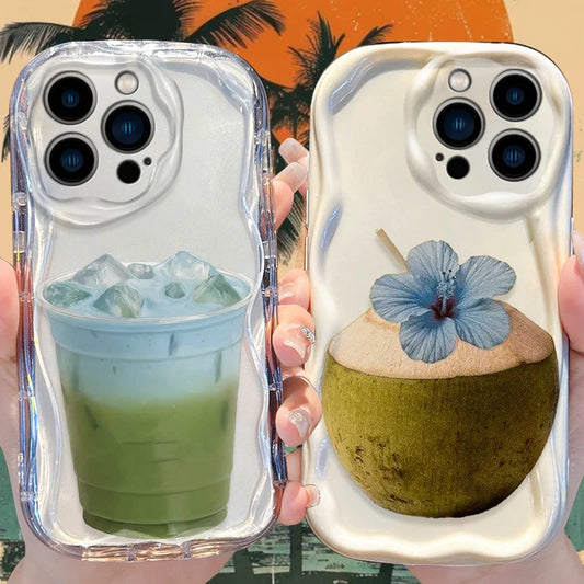 Tropical Coconut Blue Hibiscus Wave Phone Case For iPhone