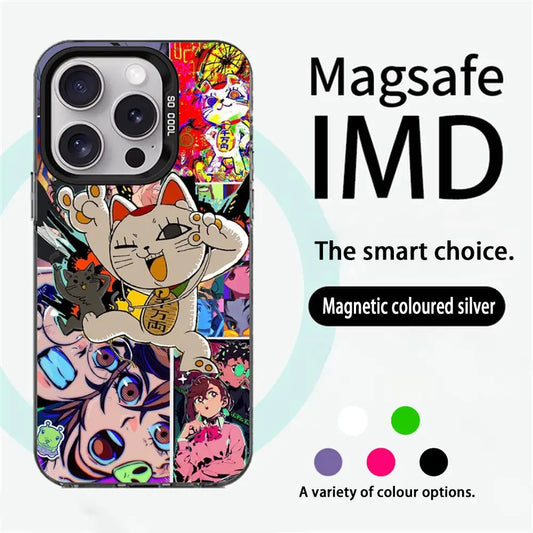 Hot Anime Dandadan Pattern Design Phone Case Magnetic IMD Colorful Silver Case For iPhone