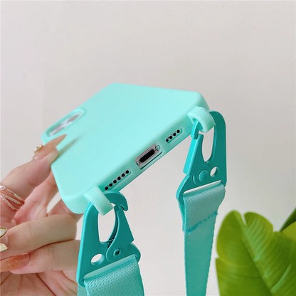 Crossbody Lanyard Matte Silicone Soft For Case iPhone