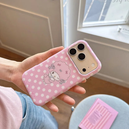 Double Sided Matte Pink Polka Dot My Melody Phone Case Shockproof Anti-fingerprint Protective Cover For iPhone
