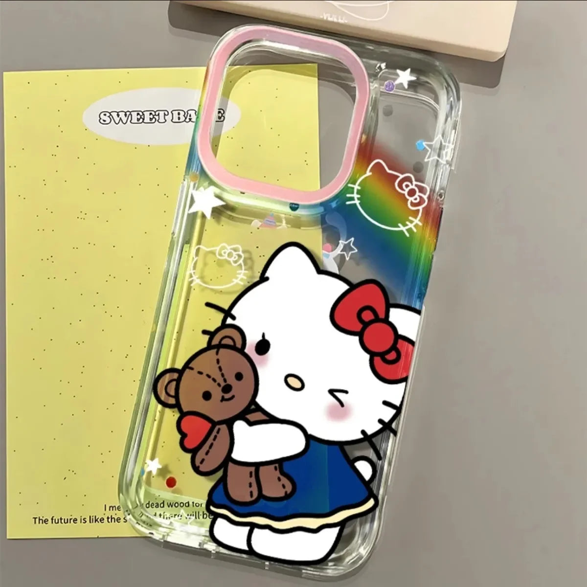 Hello Kitty Bow Rainbow Bear Phone Case For iPhone