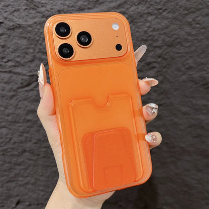 Luxury Clear Glitter Card Holder Slot Wallet Pocket Phone Case For iPhone