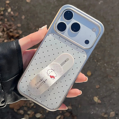 Electroplating Wave Point With Kitty Bracket Phone Case For iPhone