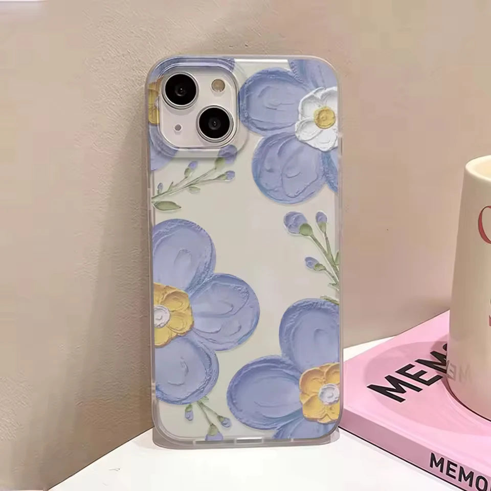 Oil Painting Flower Simple Phone Case For iPhone