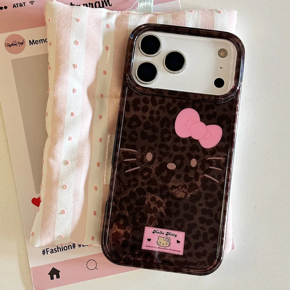 All Inclusive Leopard Print Kitty Emoji Case Phone Case For iPhone