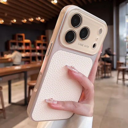 Luxury Lichee Leather Large Window Case For iPhone