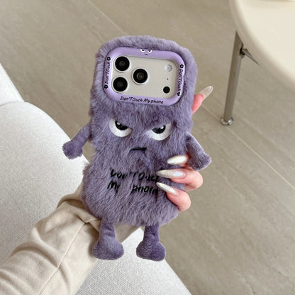Cute Plush Phone Case with Quirky Expressions For iPhone