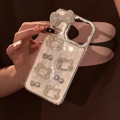 Cute Cartoon Cat Anime Diamond Phone Case, Suitable Case For Apple iPhone