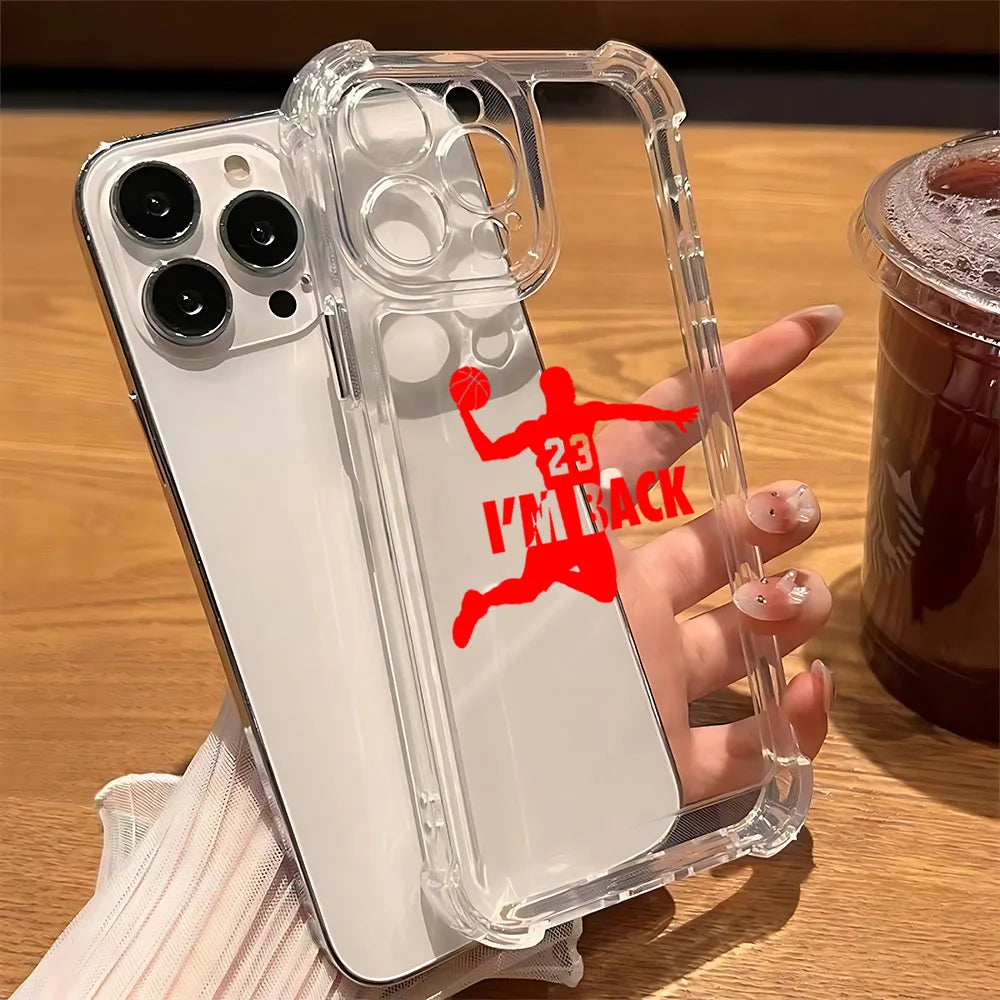 Basketball Number Phone Case Jordans Shockproof Transparent For iPhone