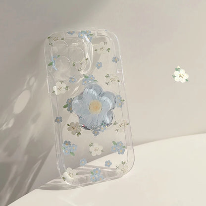 Cute Flower Quicksand Holder Phone Case For iPhone