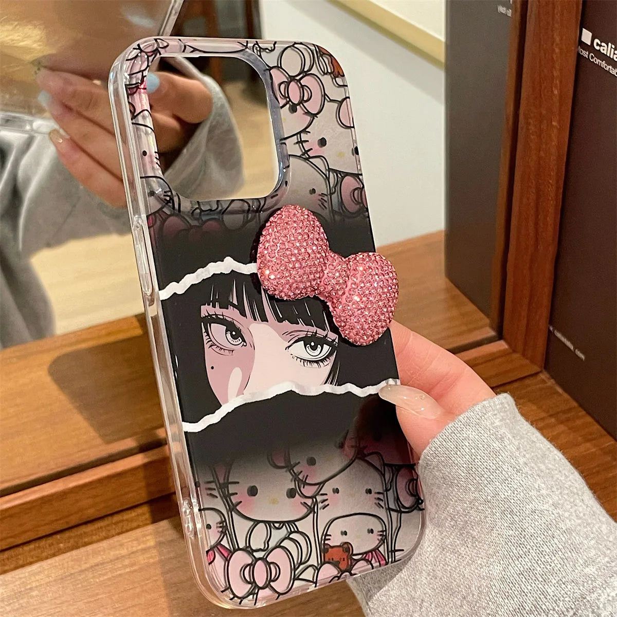 Mangirl Full Screen Hello Kitty Bow Phone Case For iPhone